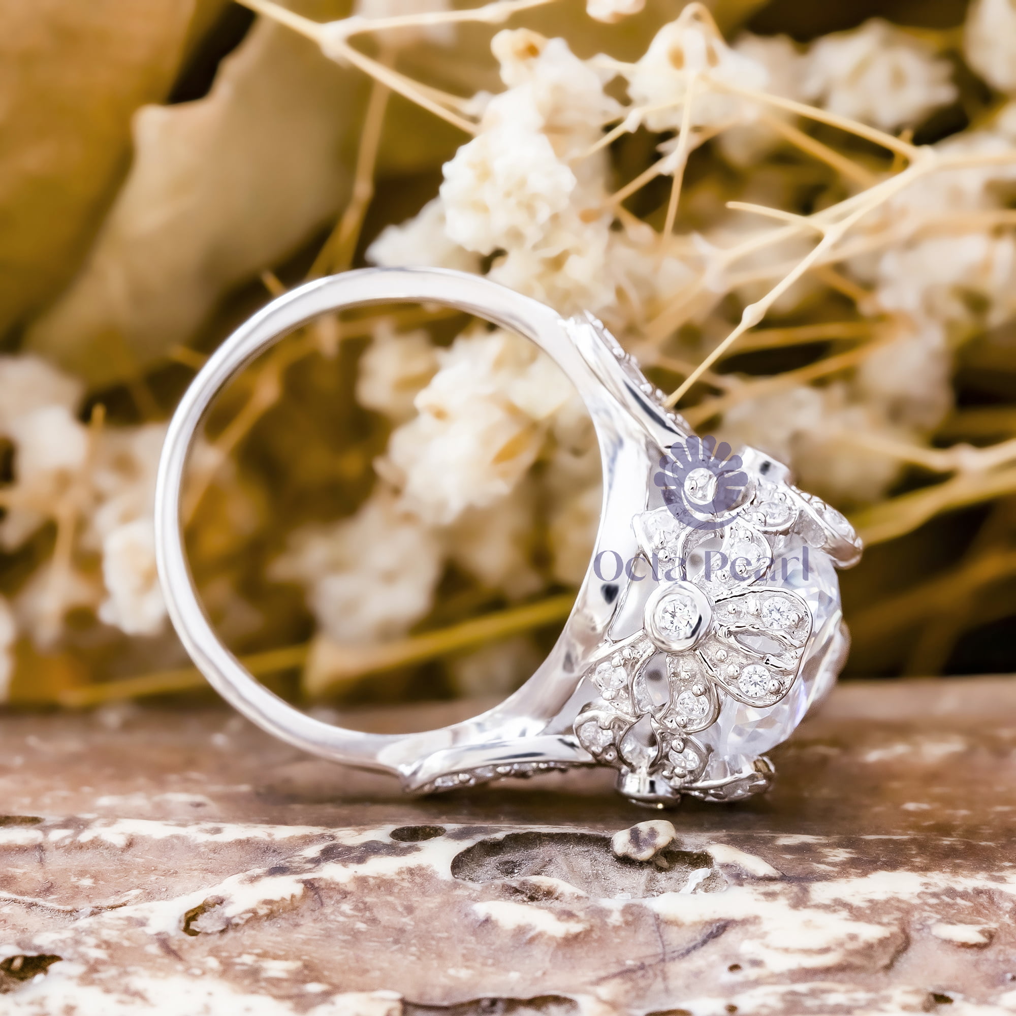 Vintage Inspire Old European Cut Moissanite Bow Motif Wedding Ring For Women ( 3 1/4 TCW)