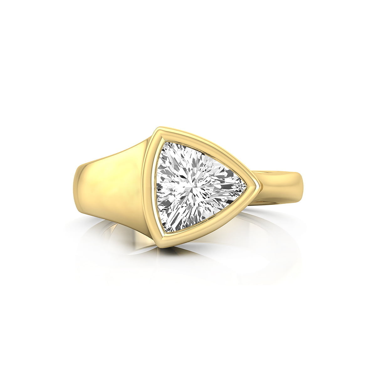 Solitaire Trillion Cut Moissanite Bezel Set Classic Engagement Ring ( 1 1/10 TCW)
