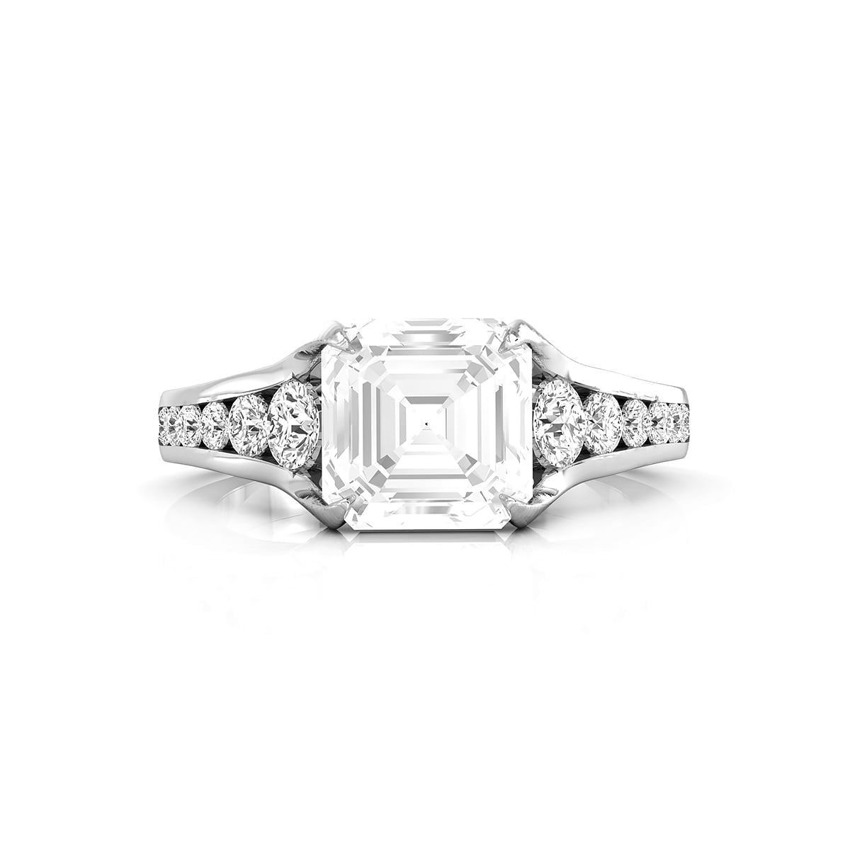 Asscher Or Round Cut Moissanite Channel Setting Wedding Ring For Women ( 3 5/7 TCW)