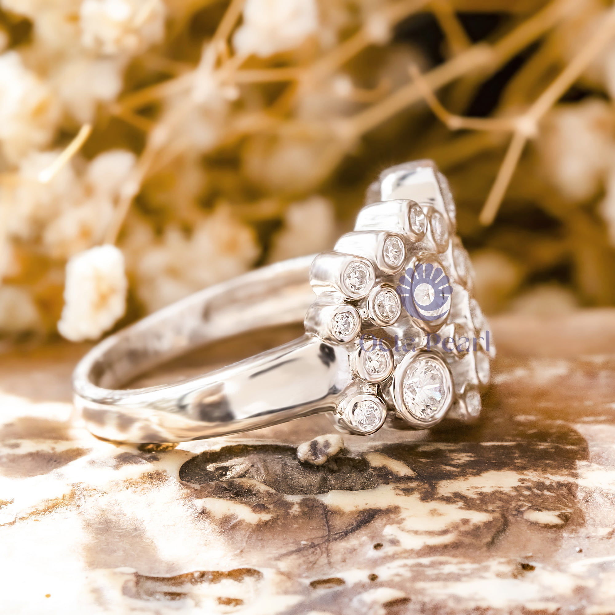 Beautiful Round Cut Moissanite Bubble Bezel Set Wedding Engagement Ring ( 6/7 TCW)