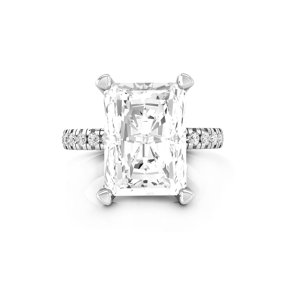 Hidden Halo Wedding Engagement Ring In Radiant Cut Moissanite