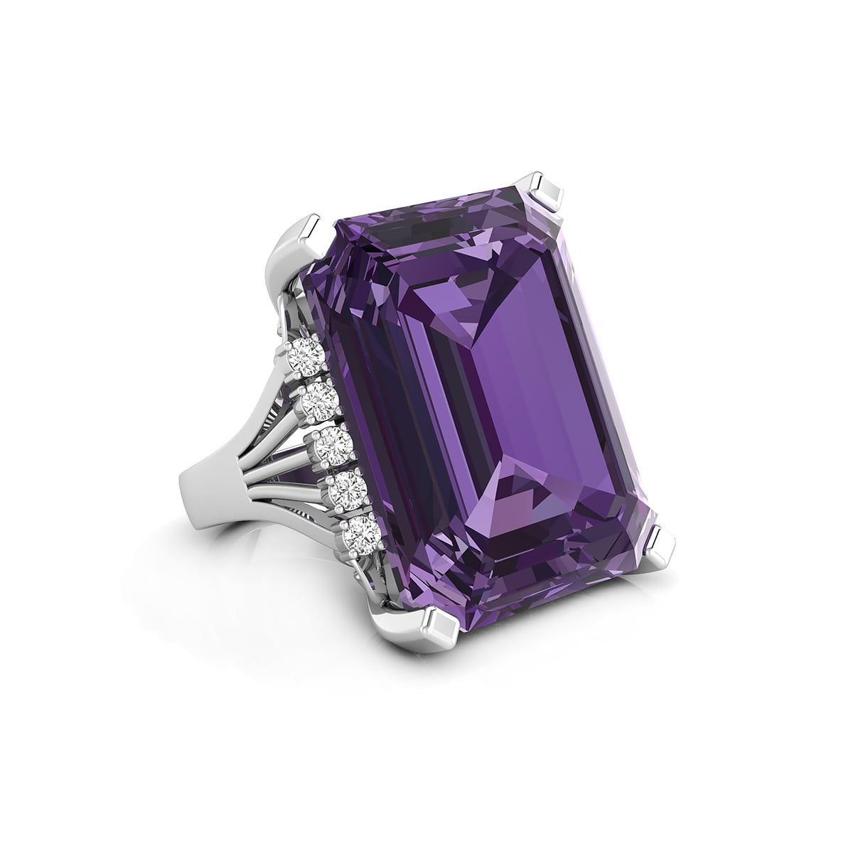 25x21 MM Amethyst Emerald Cut Or Round CZ Stone Cocktail Wedding Ring For Ladies