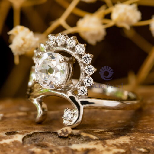 Cushion-Cut Moissanite Cathedral Engagement Ring