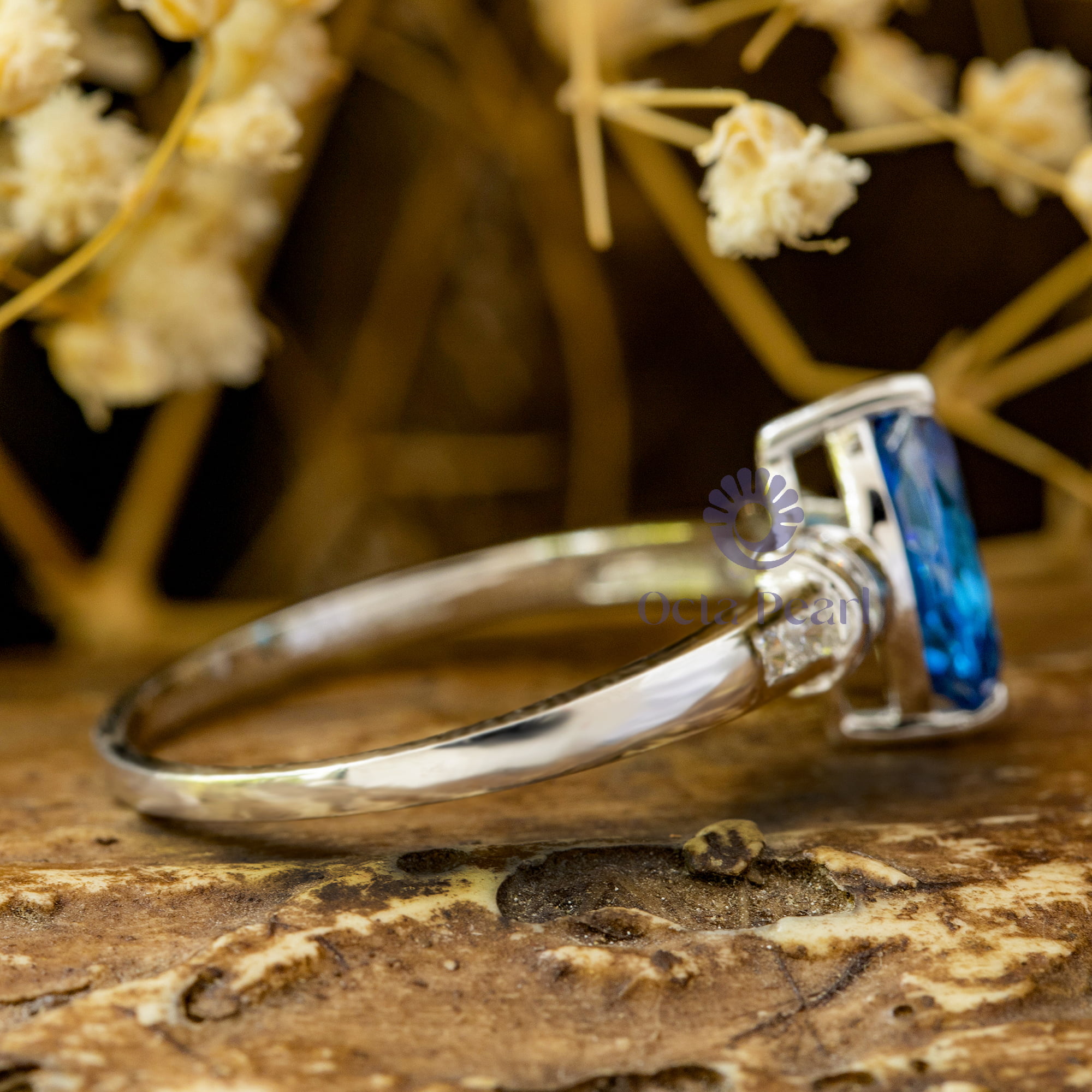 Aqua Marquise Cut CZ Stone Channel Setting Wedding Anniversary Gift Ring (1 1/3 TCW)