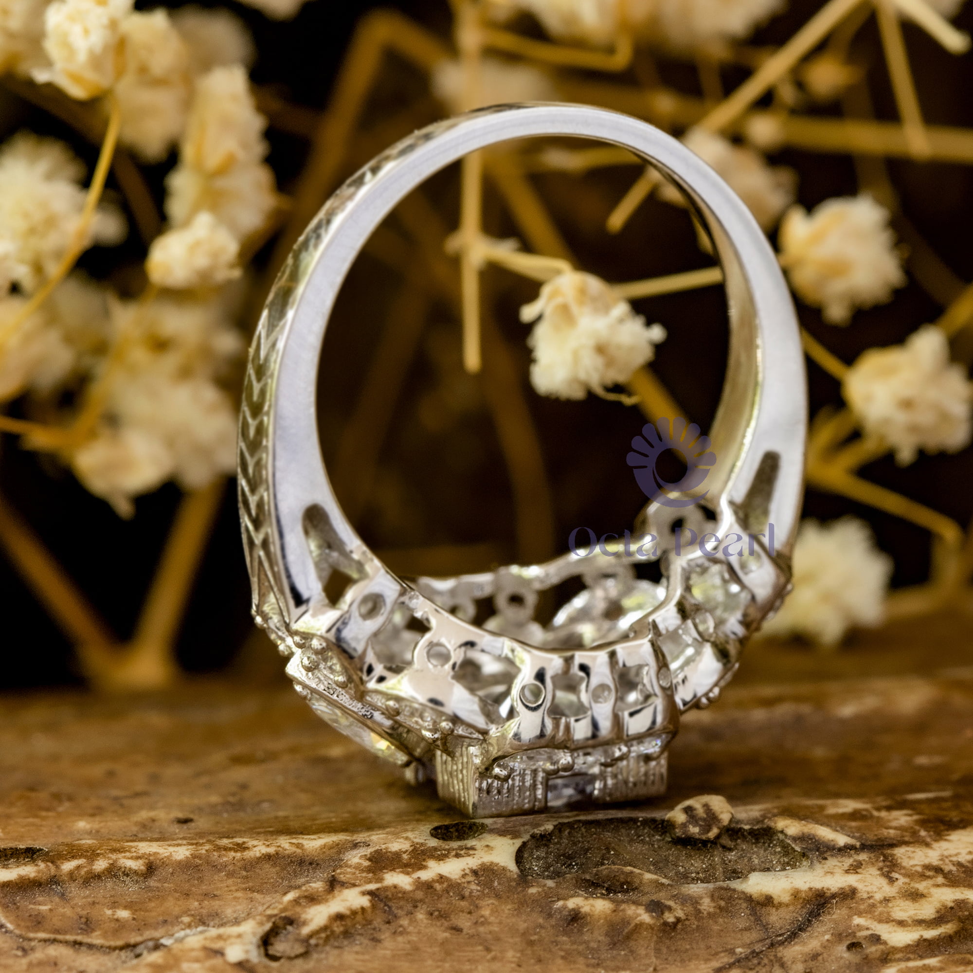 Asscher Cut Moissanite Five Stone Wedding Or Engagement Women's Ring