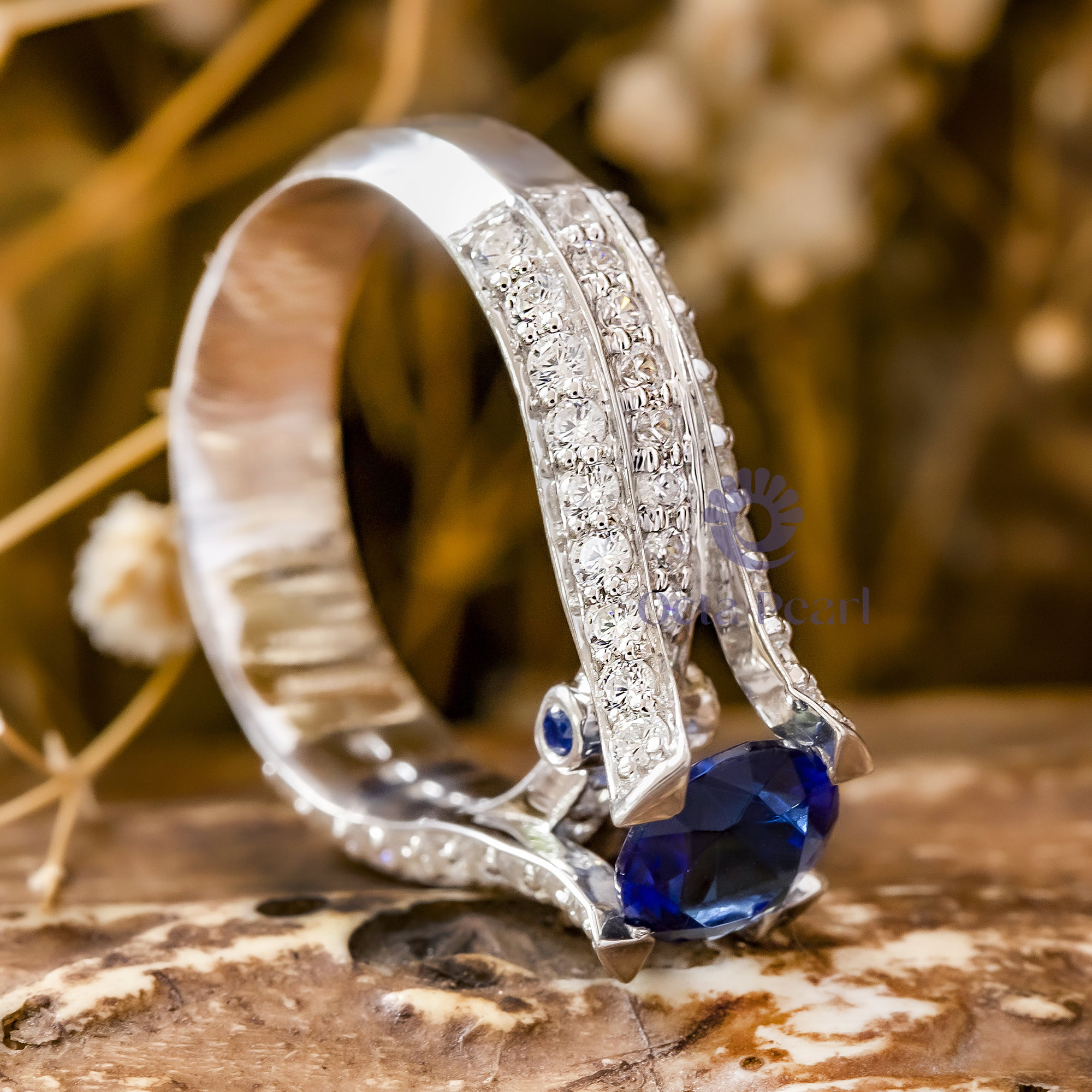 Blue-Sapphire CZ Wedding Ring
