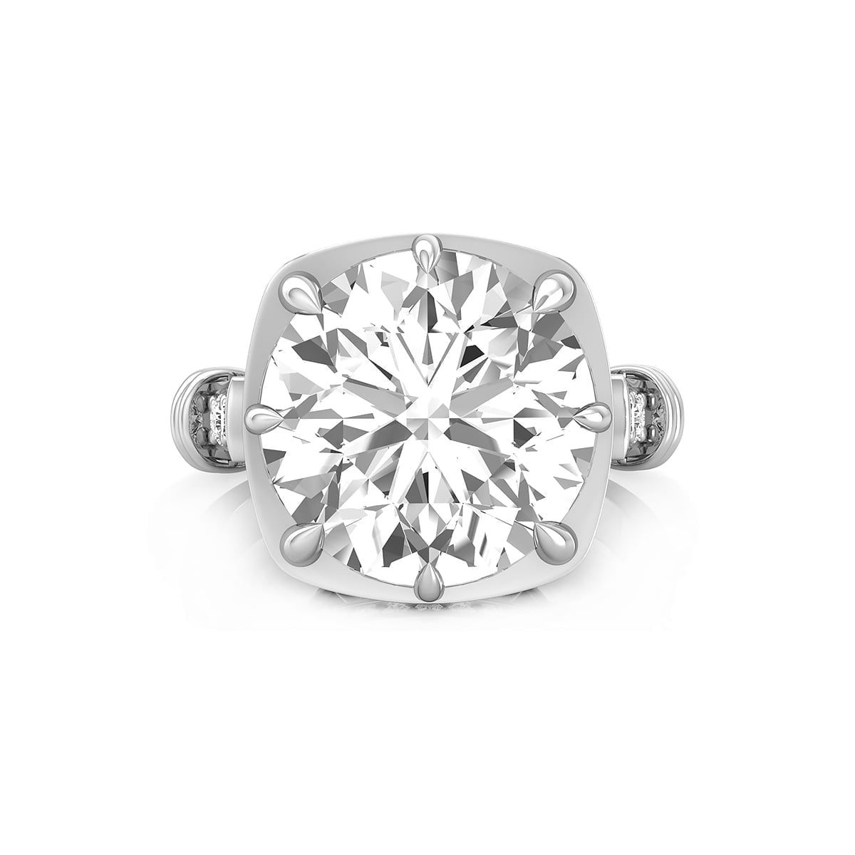Round Cut Moissanite Hidden Halo Vintage Style Engagement Ring For Women
