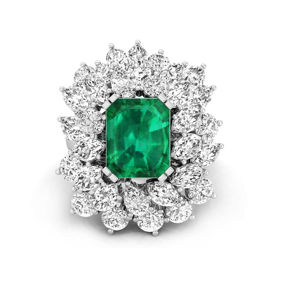 Green Emerald Cut CZ Stone Cocktail Party Wear Wedding Engagement Ring