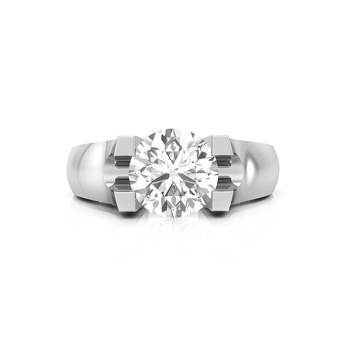 Round Cut Moissanite Tension Set Solitaire Wedding Engagement Ring For Men & Women ( 2 3/4 TCW)