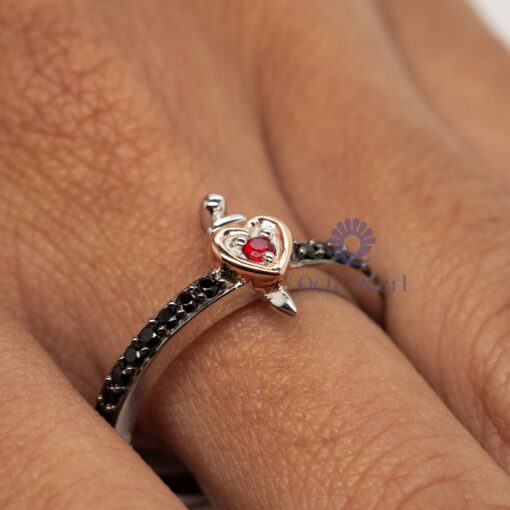 red stone heart ring