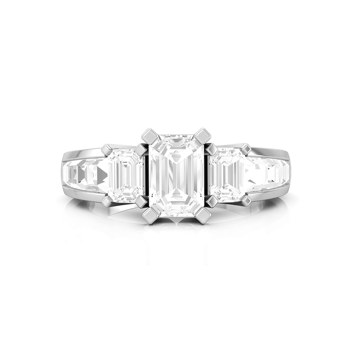 Emerald Or Princess Cut CZ Channel Setting Three-Stone Engagement Wedding Women's Ring