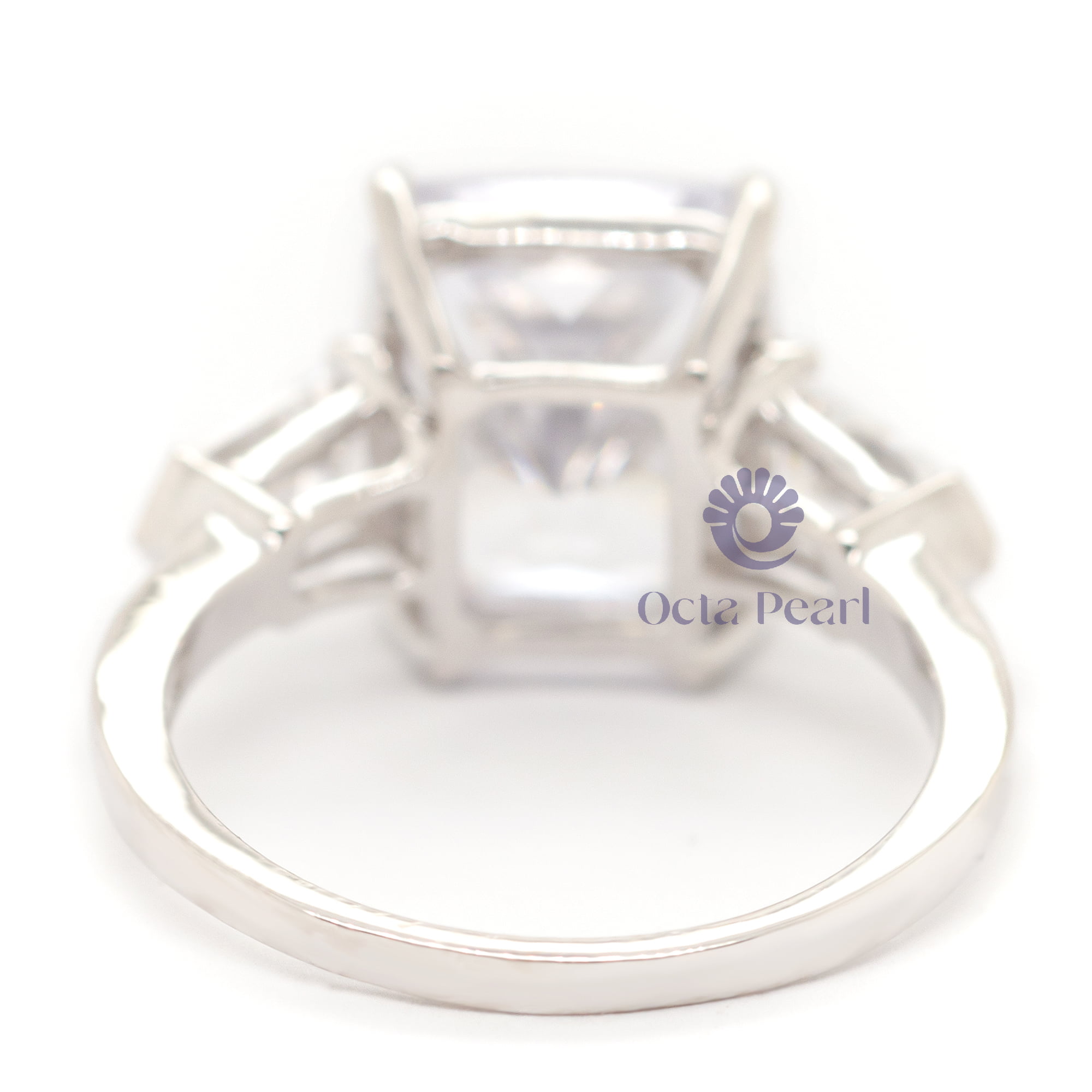 Elongated Cushion & Side Fancy Cut CZ 3-Stone Bridesmaid Gift Wedding Ring (8 1/20 TCW)