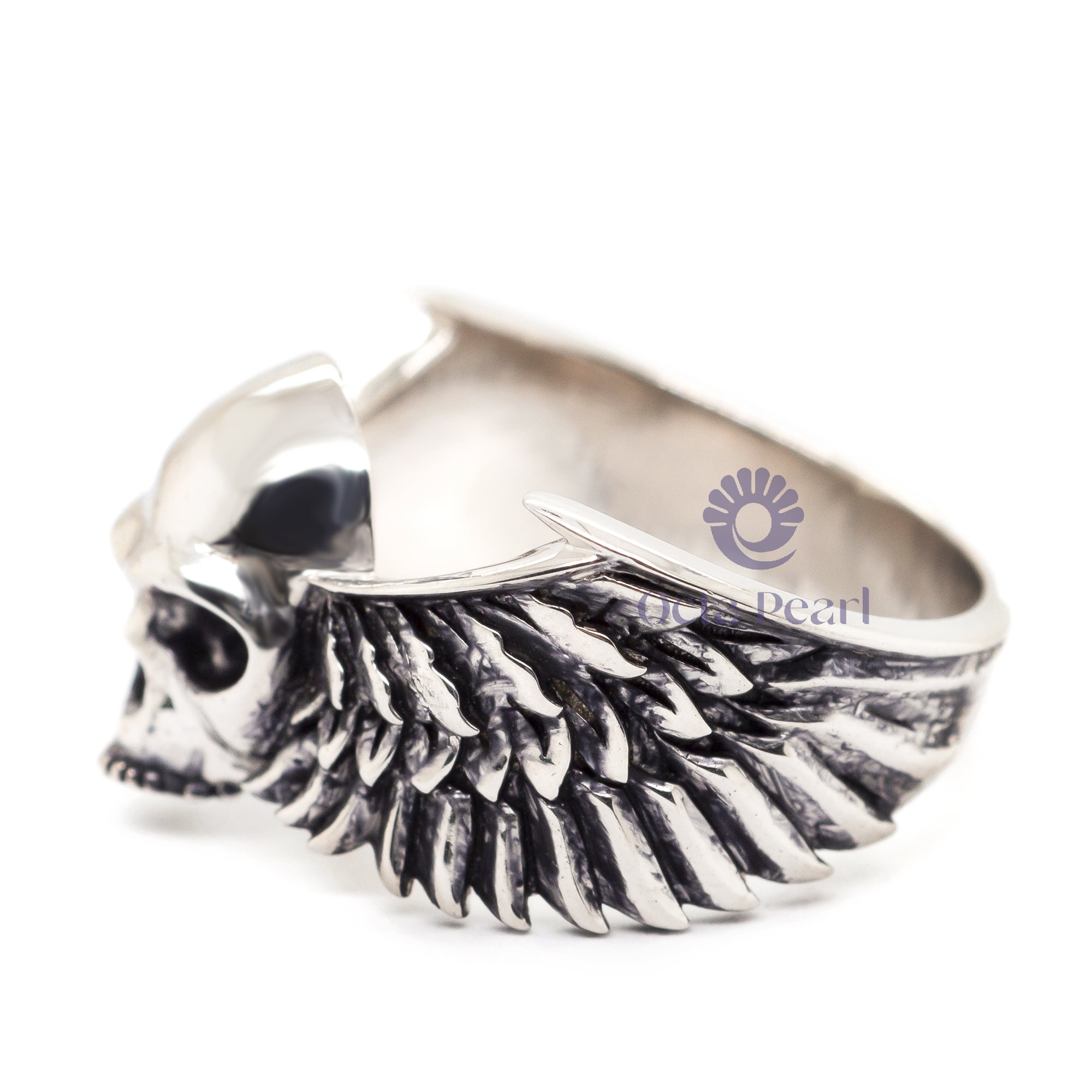 Men Or Women's Winged Skull Gothic Punk Biker Handmade Halloween Ring For Exclusive Gift