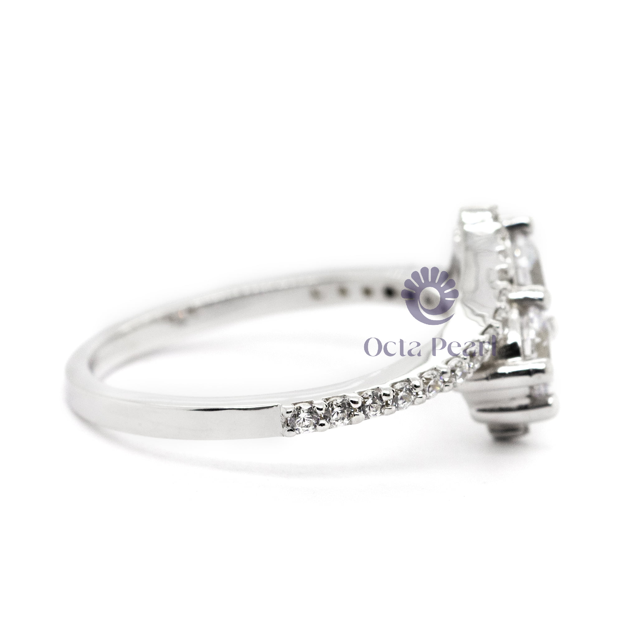 4.50 MM Round Cut Moissanite Bypass Shank Toi Et Moi Engagement & Wedding Women's Ring