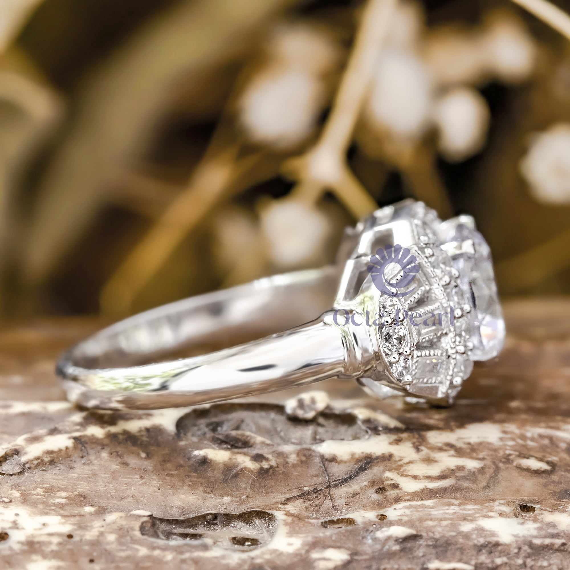 Antique Art Deco Round & Baguette Cut CZ Stone Edwardian Engagement Ring For Women (3 2/11 TCW)