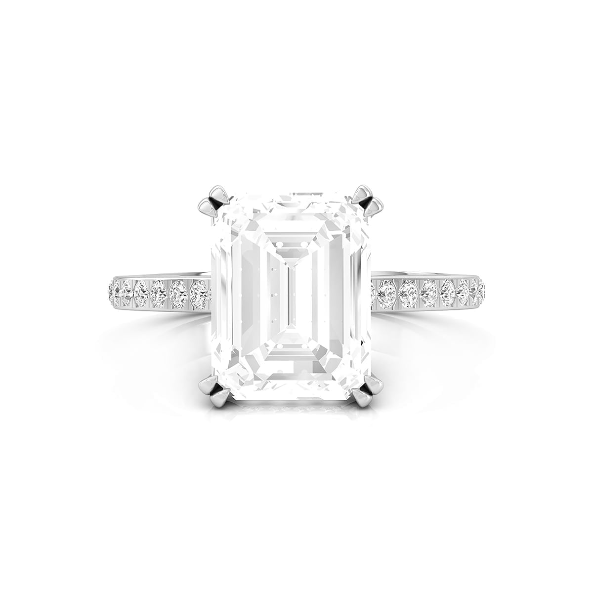 Round Cut Moissanite Hidden Halo Accented Bridal Ring