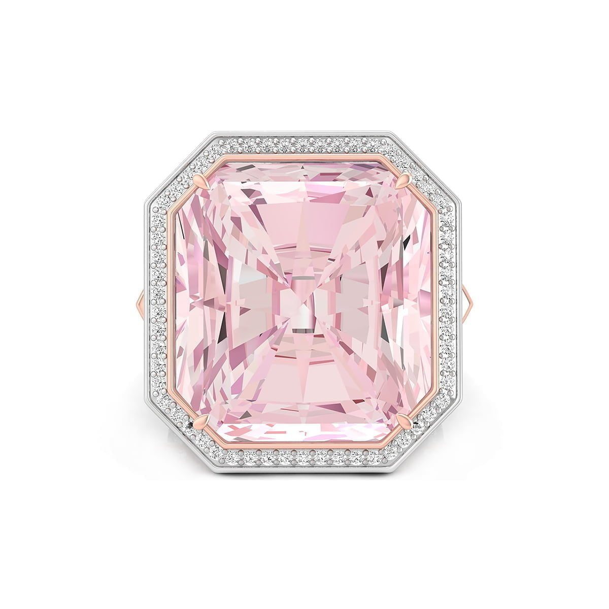 18x16 MM Pink Square Radiant Cut CZ Stone Halo Split Shank Engagement Ring For Women