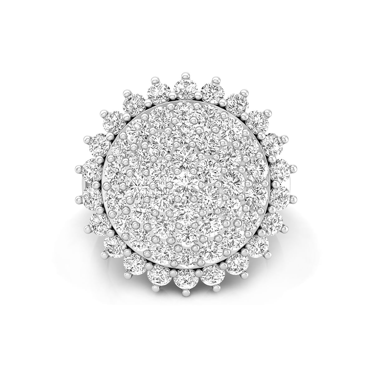 Stunning Round Cut Moissanite Micro Pave Set Cluster Dome Style Cocktail Wedding Ring (2 3/5 TCW)
