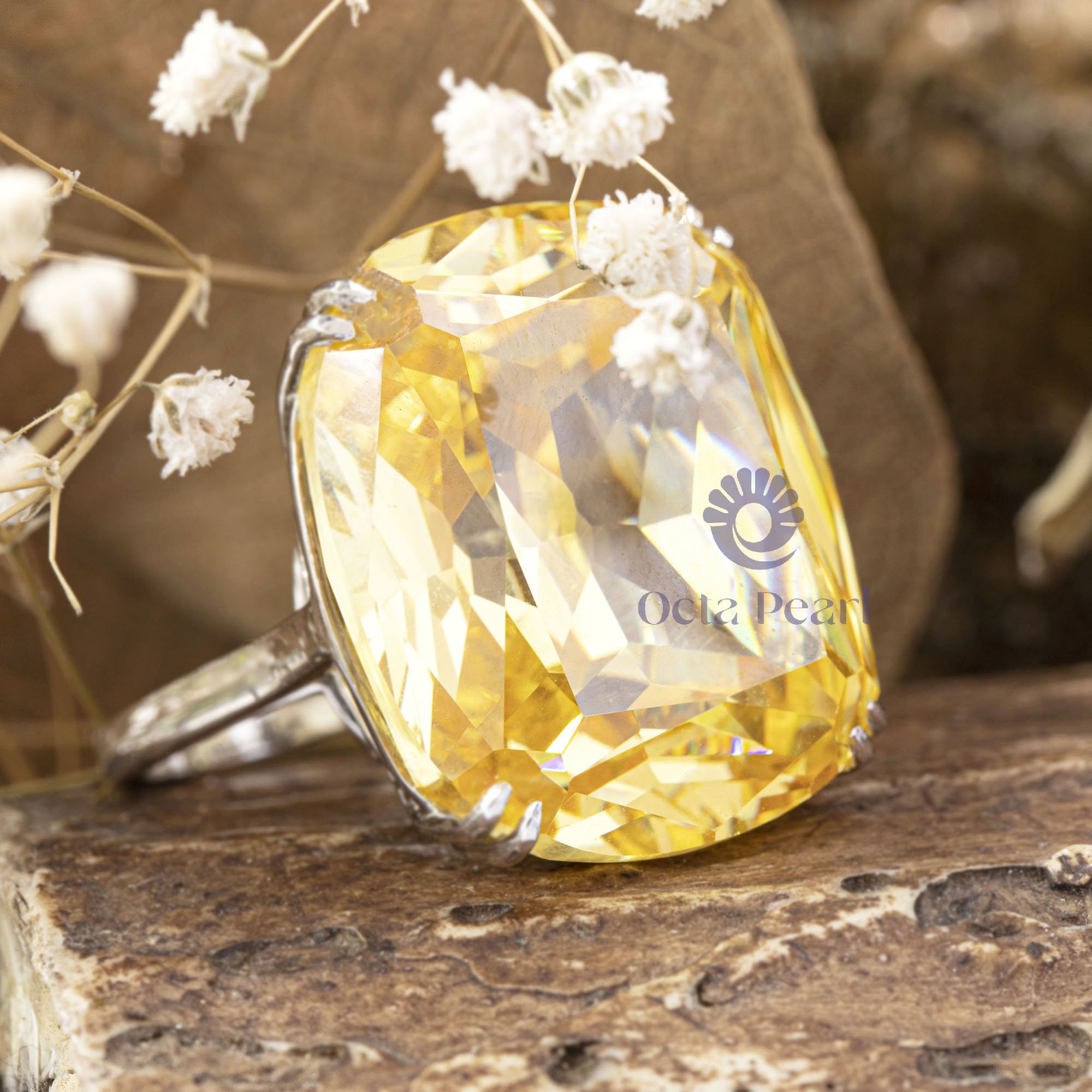 Solitaire CZ Engagement Ring in Yellow