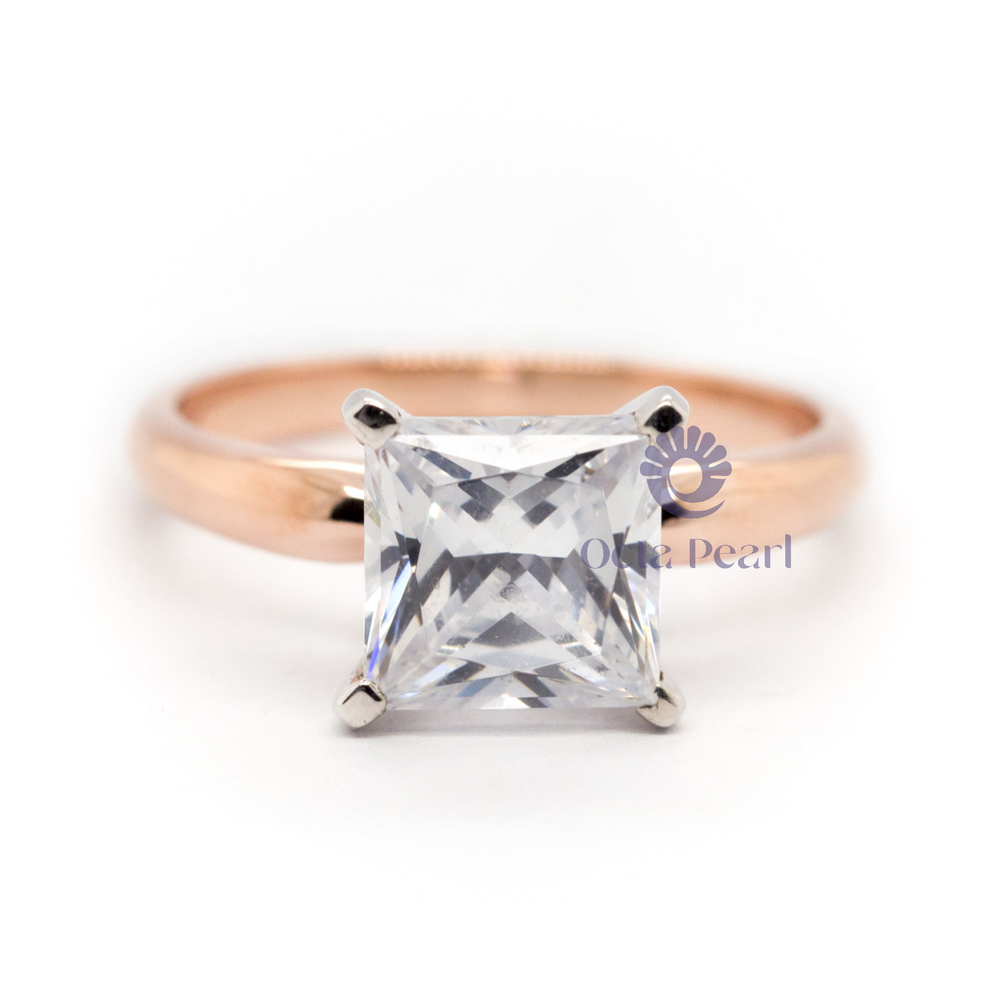 Two-Tone Princess Cut Moissanite Ring