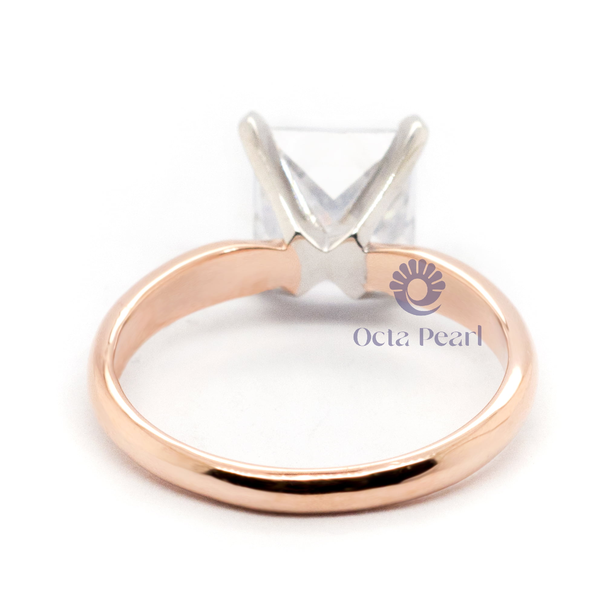 Classic Princess Cut Moissanite Two Tone Solitaire Engagement Ring For Women & Girl ( 2 1/2 TCW)