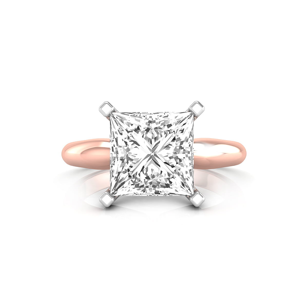 Classic Princess Cut Moissanite Two Tone Solitaire Engagement Ring For Women & Girl ( 2 1/2 TCW)