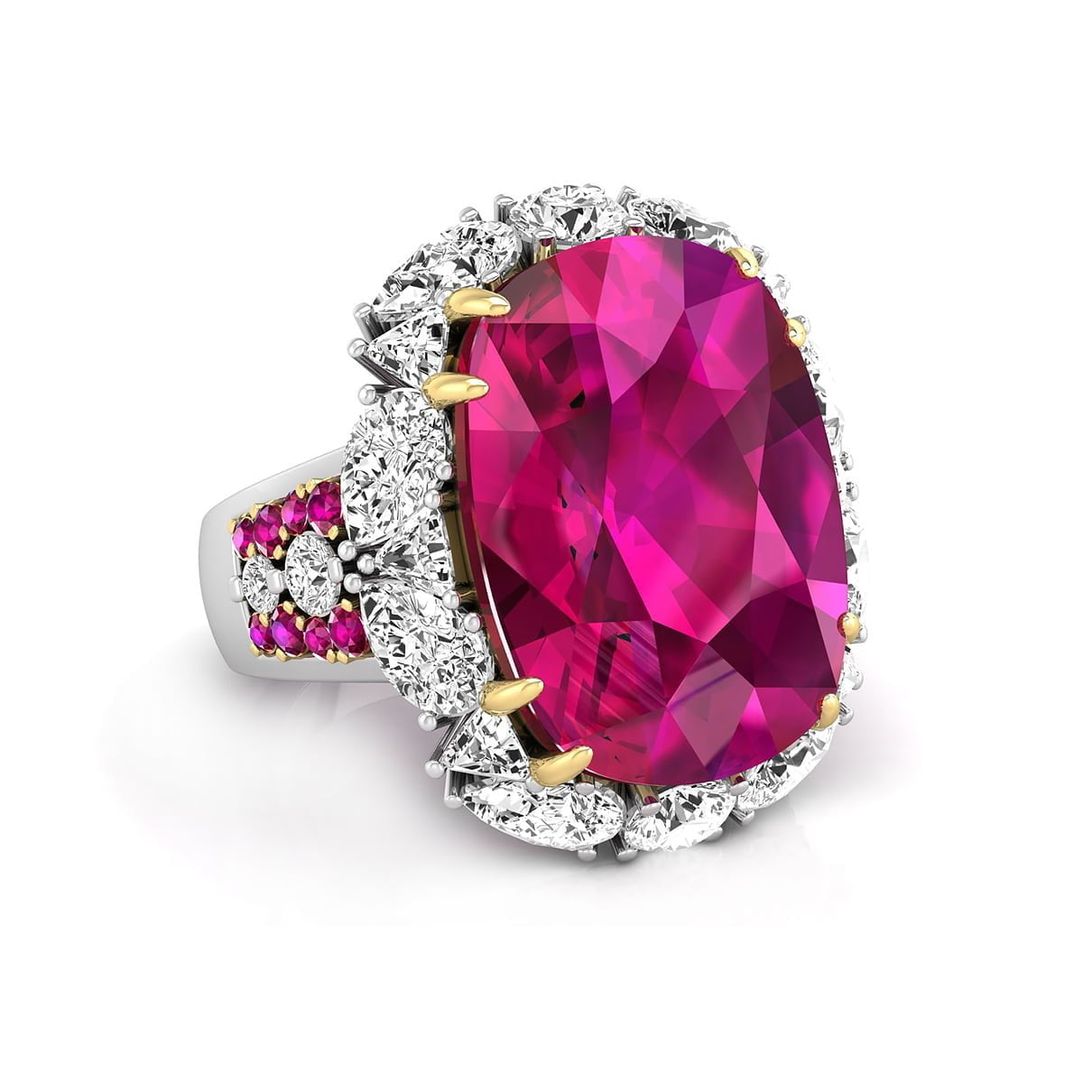 18x13 MM Pink Cushion Cut CZ Stone Halo Cocktail Ring For Party Wear Or Wedding