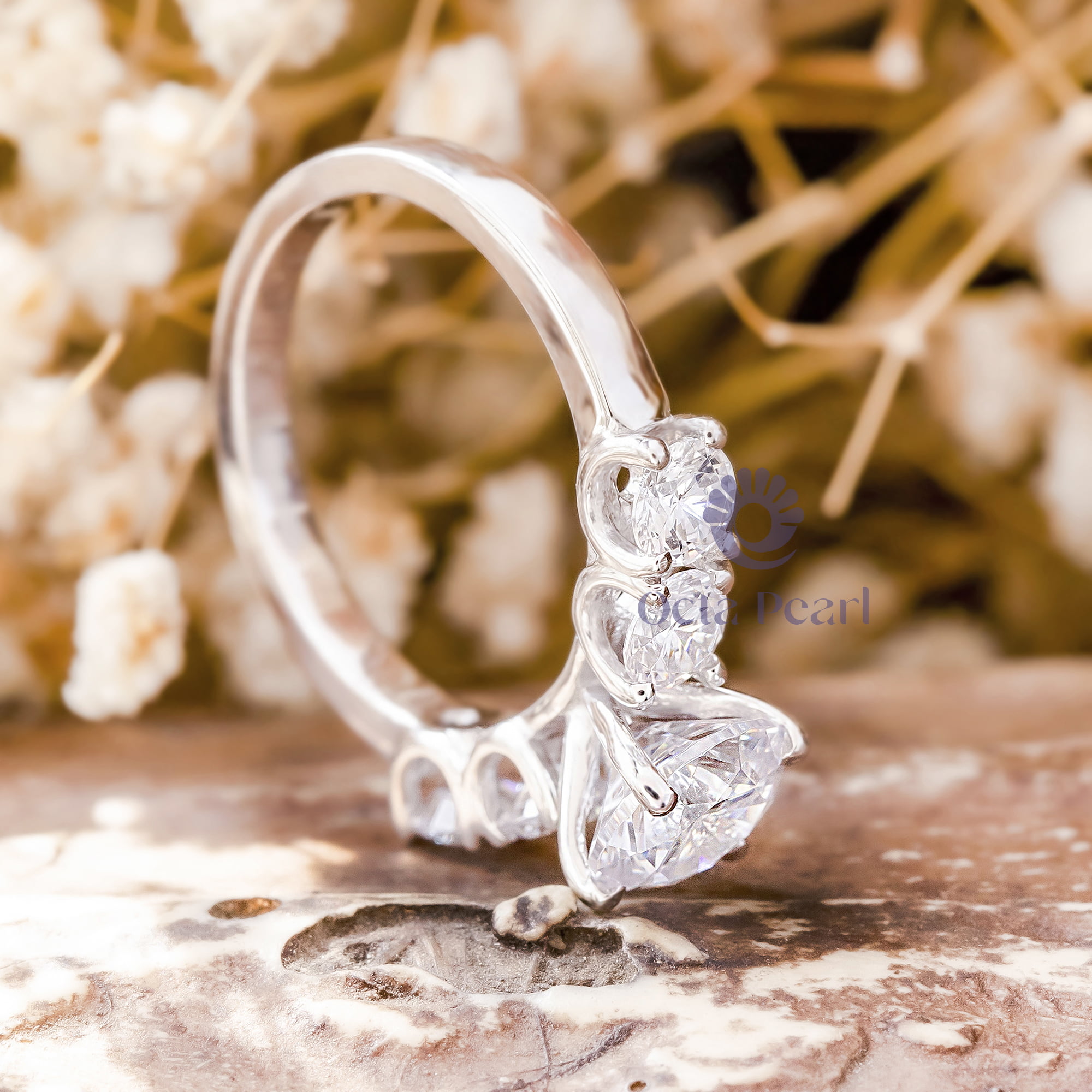 Round Cut Moissanite Five Stone Women's Wedding Anniversary Gift Ring ( 2 2/15 TCW)