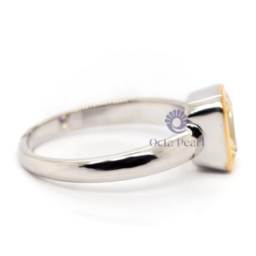 Radiant Cut Yellow CZ Stone Classic Engagement Ring