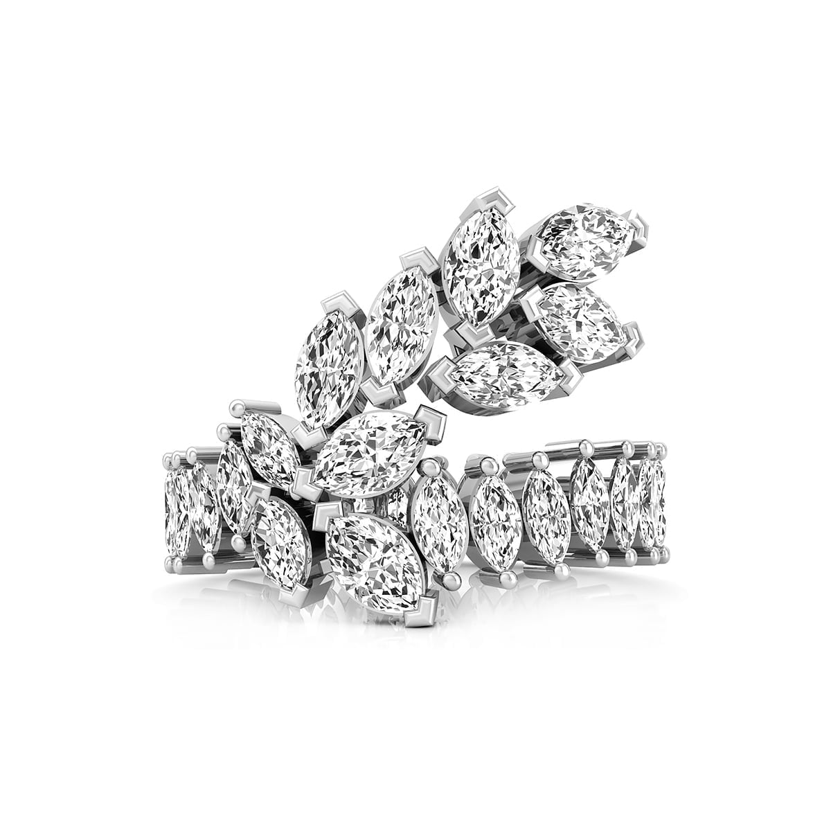 Marquise Cut CZ Stone Bypass Shank Full Eternity Engagement band for ladies