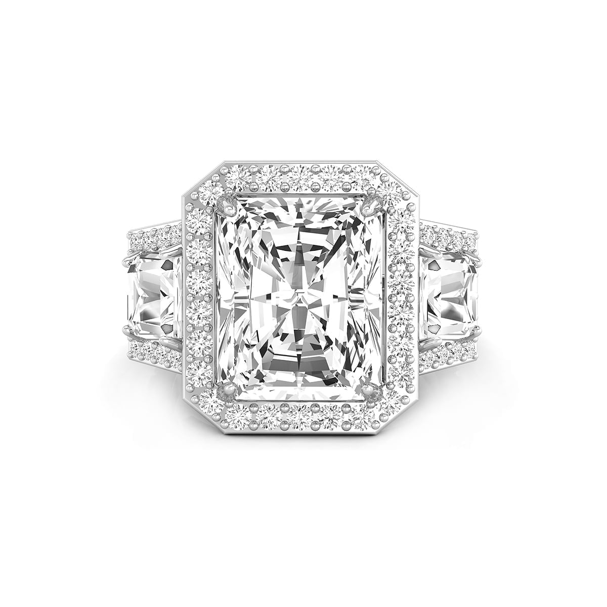 11x9 MM Radiant & Fancy Cut CZ Stone Halo Set Handmade Engagement Ring For Ladies