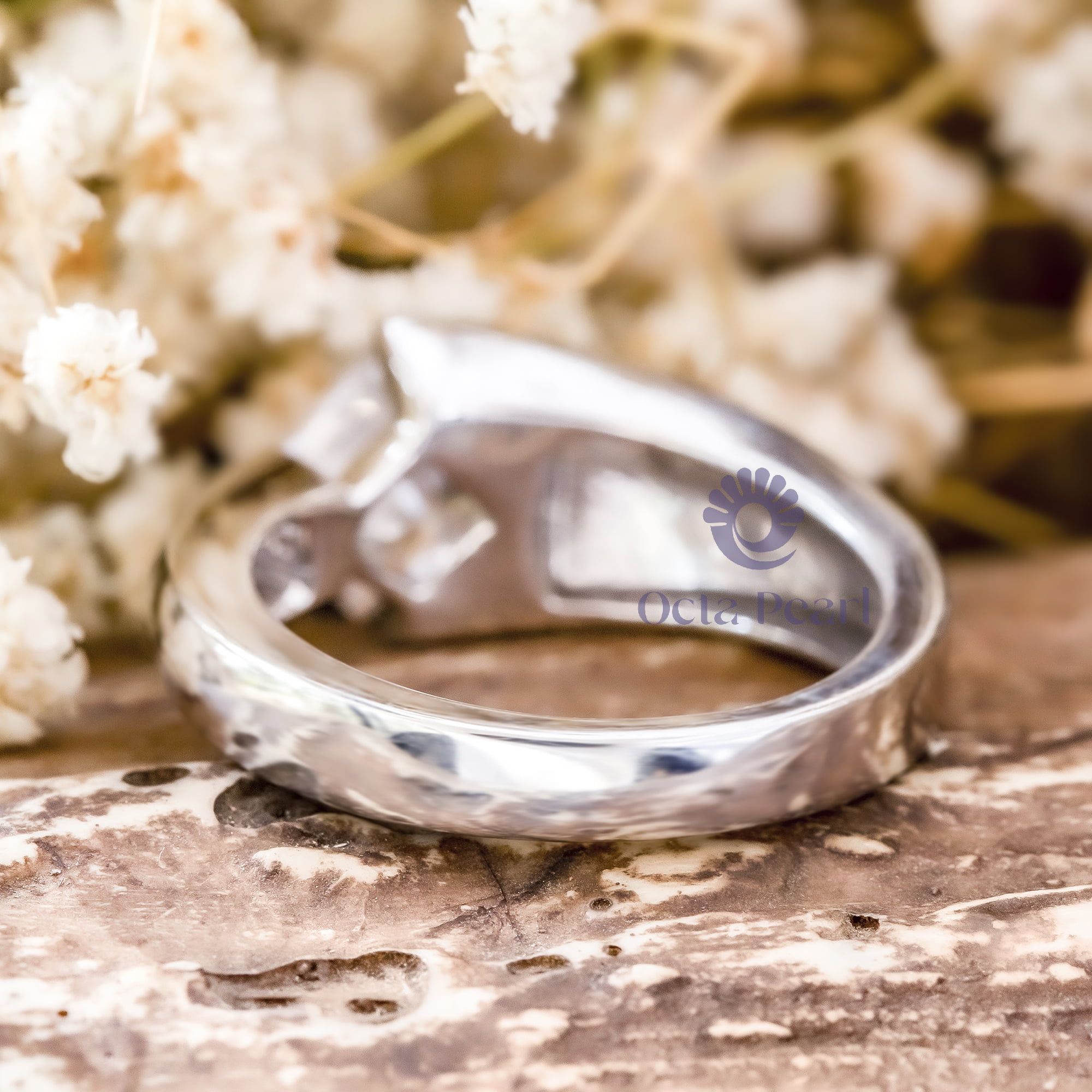 Princess Cut Moissanite Men's Trident Solitaire Wedding Ring ( 4/2 TCW)
