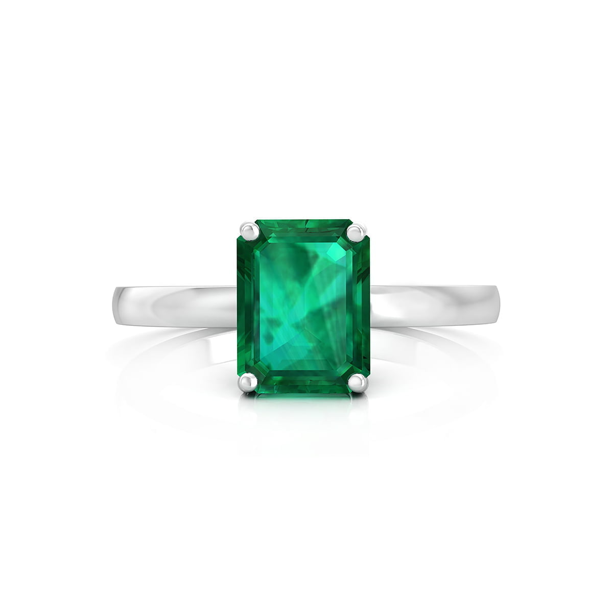 Emerald Cut CZ Green Stone Engagement Wedding Ring