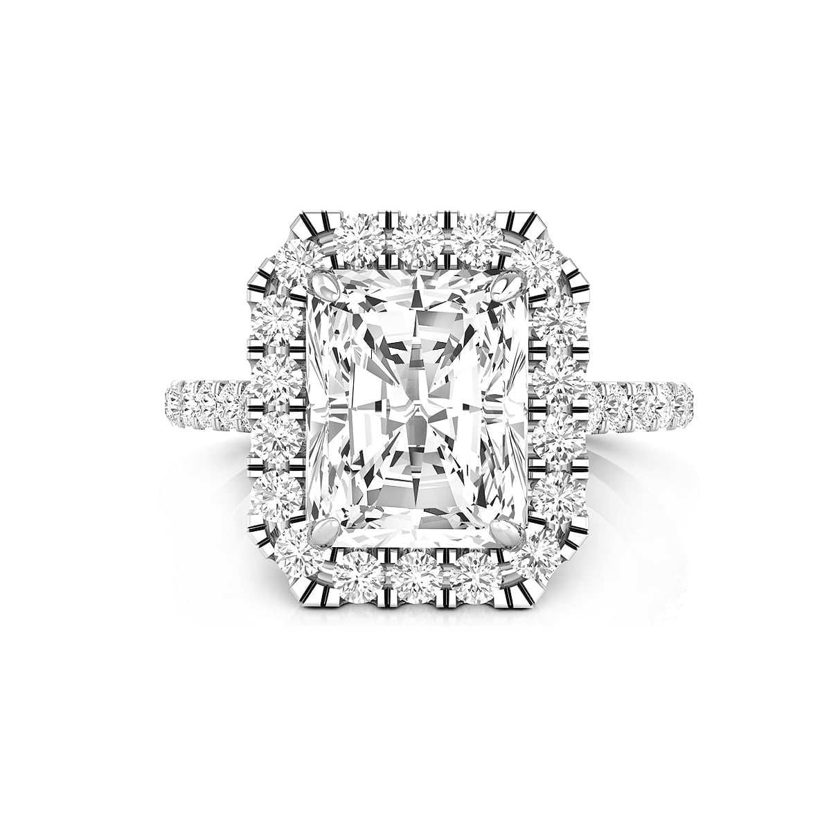 Radiant & Round Cut Moissanite Halo Wedding Anniversary Gift Ring For Women (4 3/8 TCW)