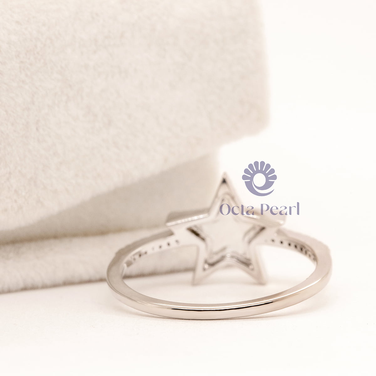Round Cut Moissanite Trendy Star Shape Engagement Ring For Girl-Women ( 1/5 TCW)