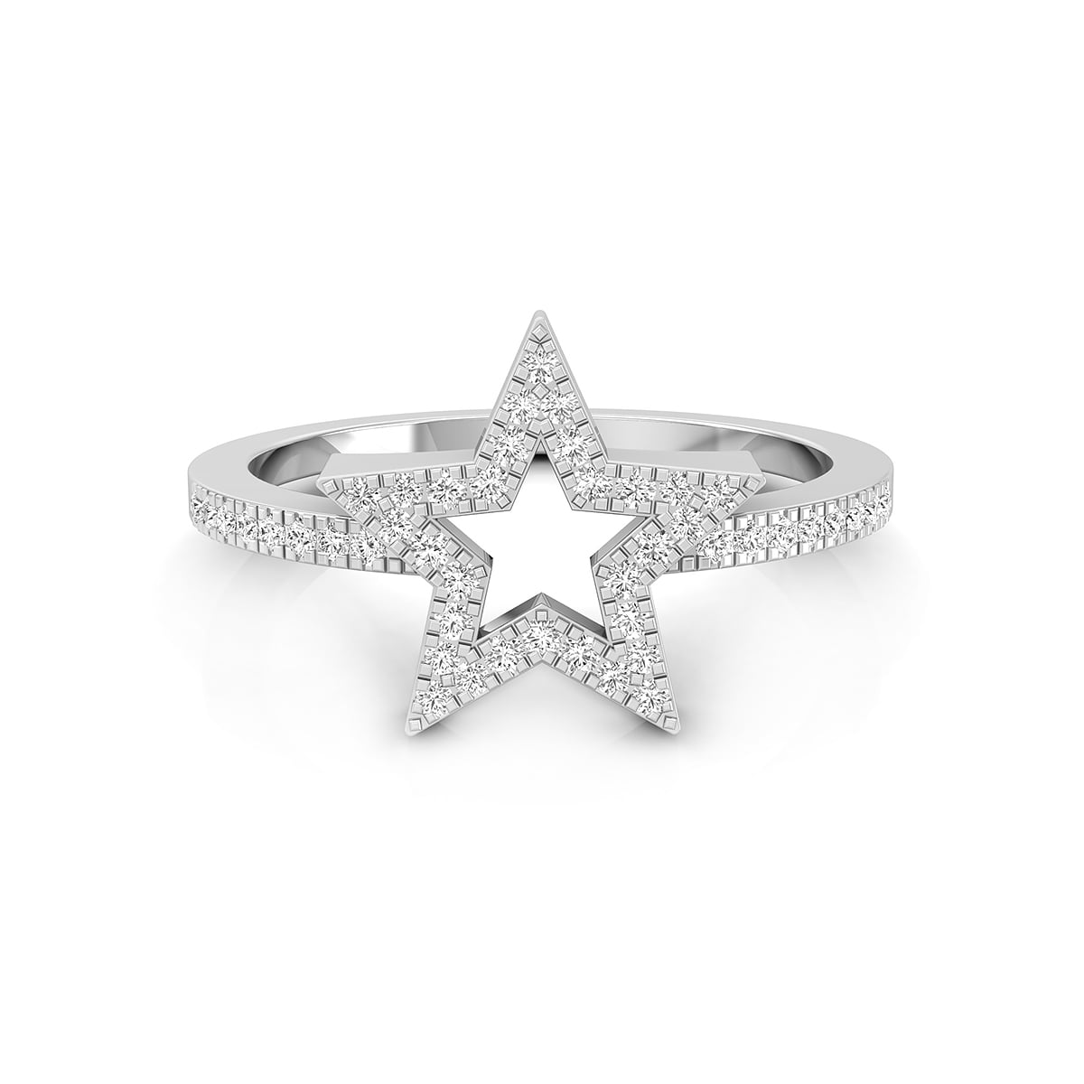 Round Cut Moissanite Trendy Star Shape Engagement Ring For Girl-Women