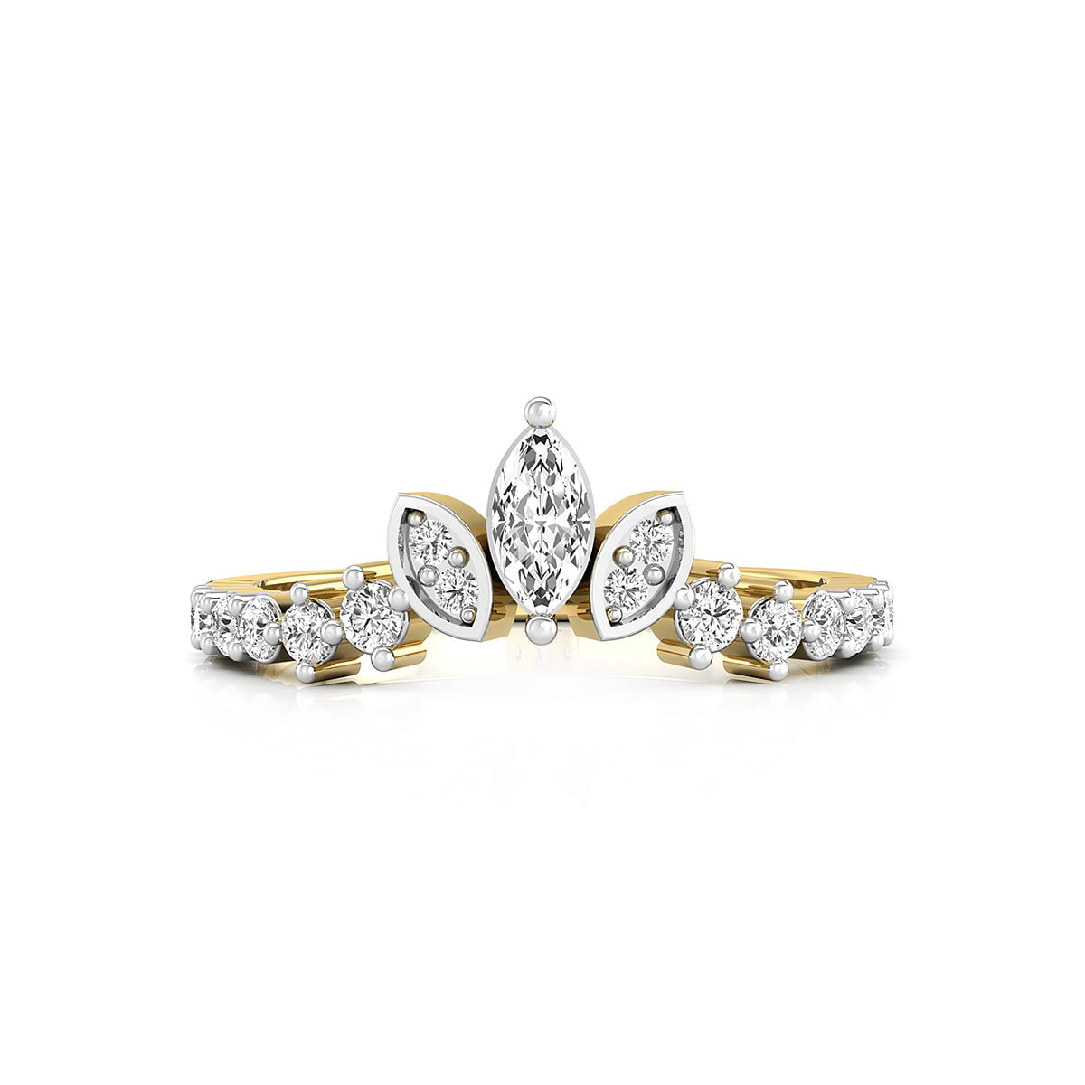 Gorgeous Marquise Or Round Cut CZ Stone Curved Crown Style Stacked Band For Women