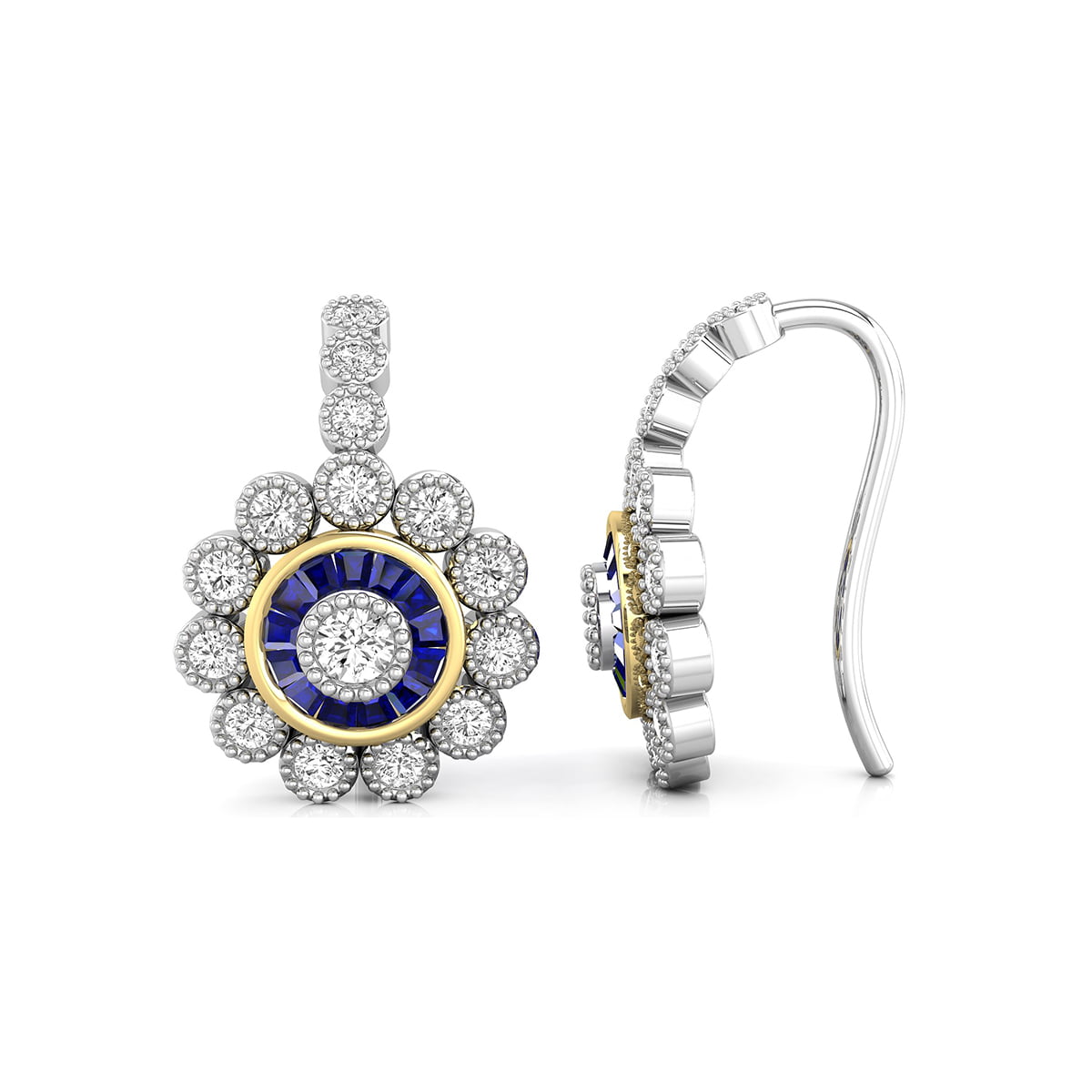 Blue sapphire Vintage-stye Stud Earring For Women