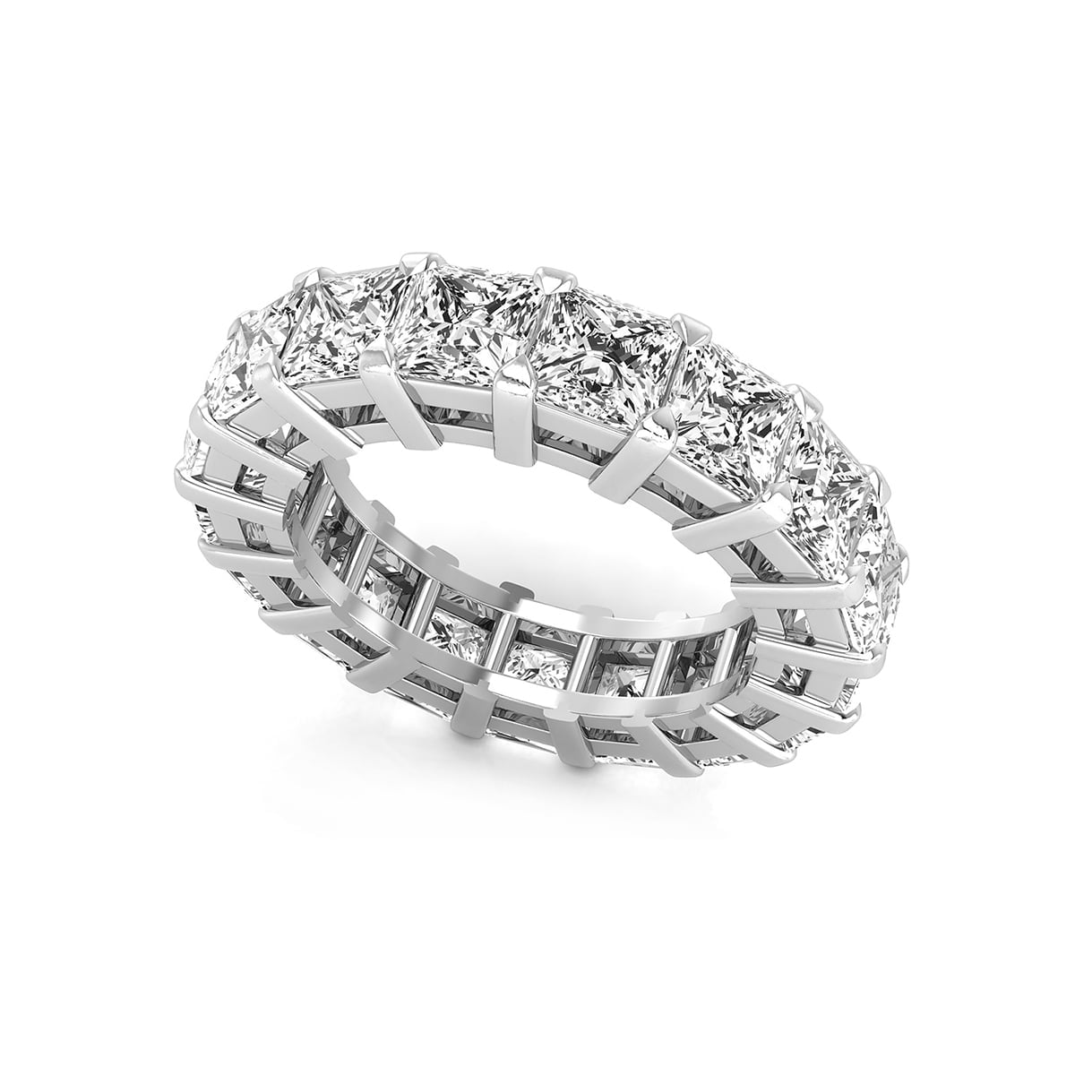 Princess Cut CZ Stone Full Eternity Stacking Band Ring For Women (10 1/5 TCW)