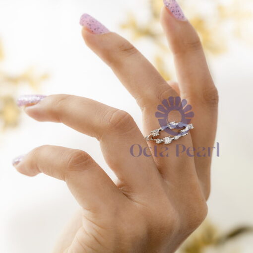 Round Cut Moissanite Unique Minimalist Wedding Anniversary Gift Ring For Ladies