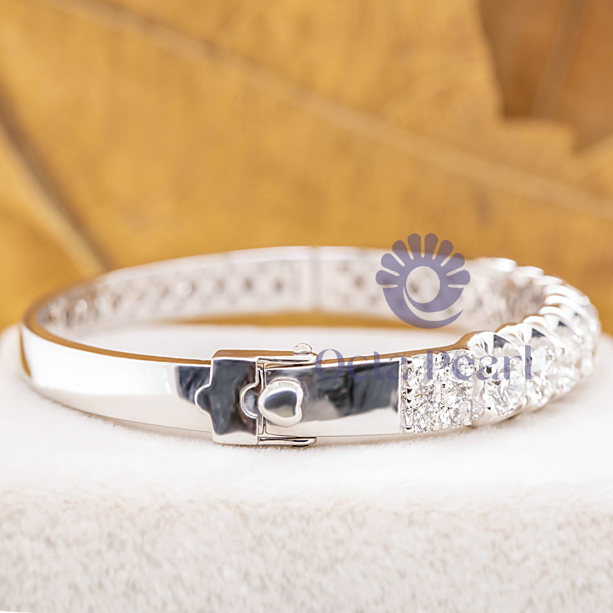 Women Or Men's Round Cut Moissanite Bangle Bracelet For Wedding Gift
