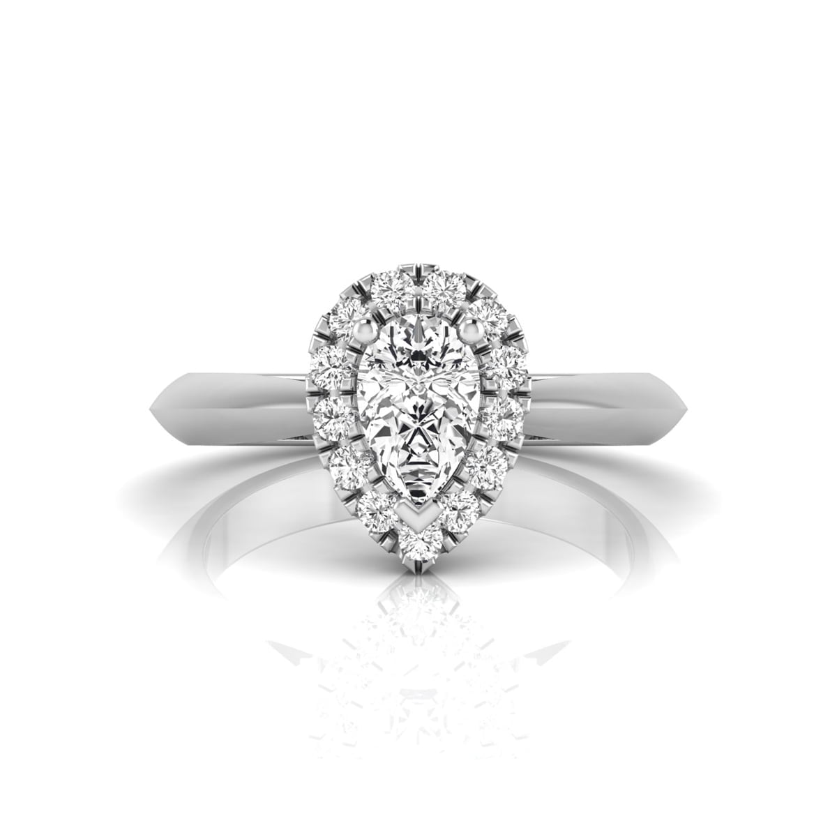 Pear With Round Cut Moissanite Delicate Solitaire Engagement Ring