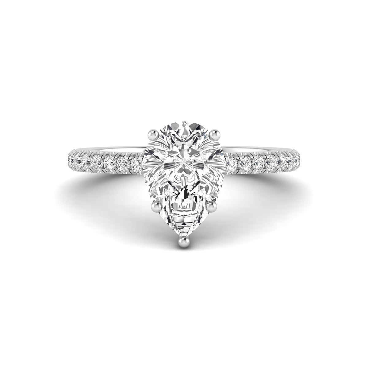 Pear With Round Cut Moissanite Delicate Solitaire Engagement Ring (2 1/20 TCW)