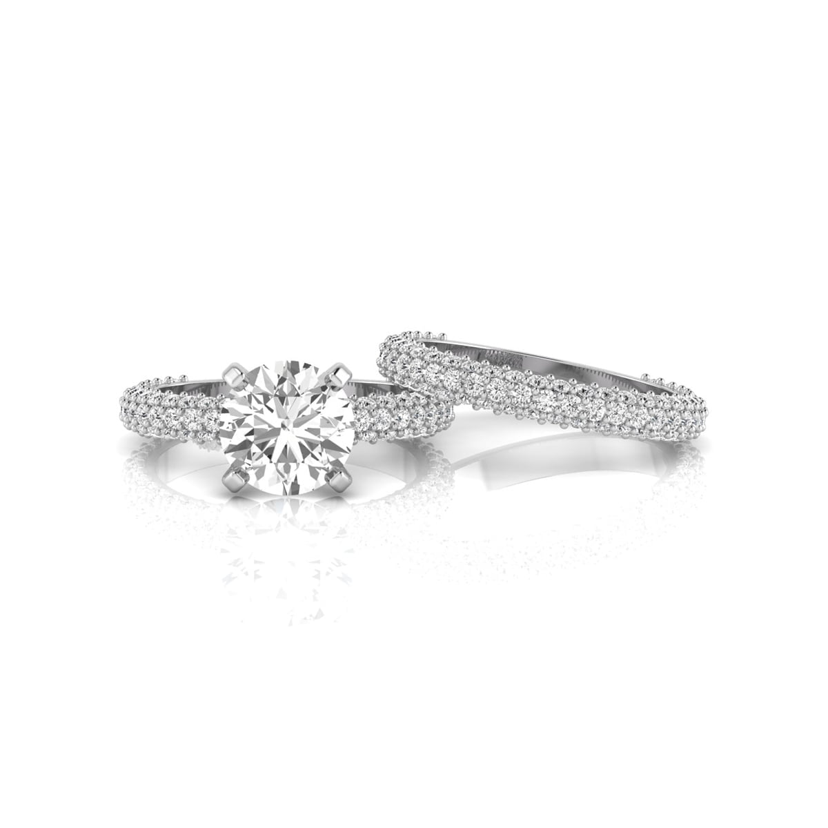 9 MM Round Cut Moissanite Stackable Ring Set For Wedding Engagement