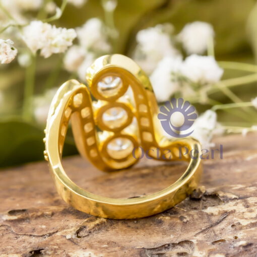 Round Cut Moissanite Three Stone Art Deco Vintage Ring For Wedding