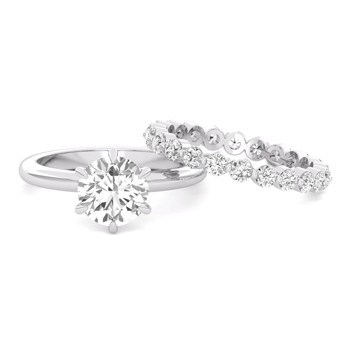 Round Cut Moissanite Solitaire Wedding Engagement Ring Set