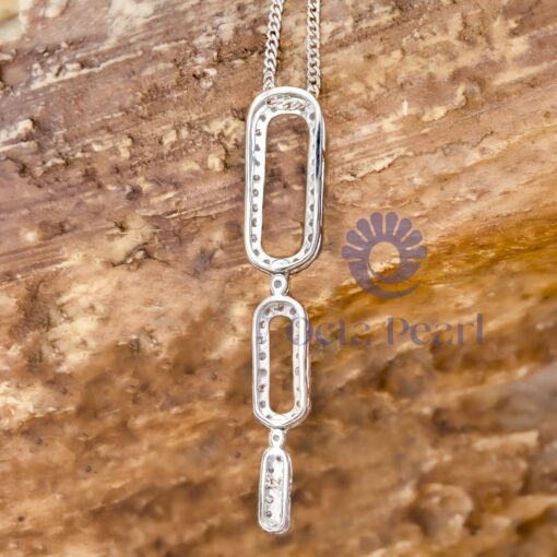 Round Cut Moissanite Paperclip Style Drop Pendant Necklace For Any Occasion