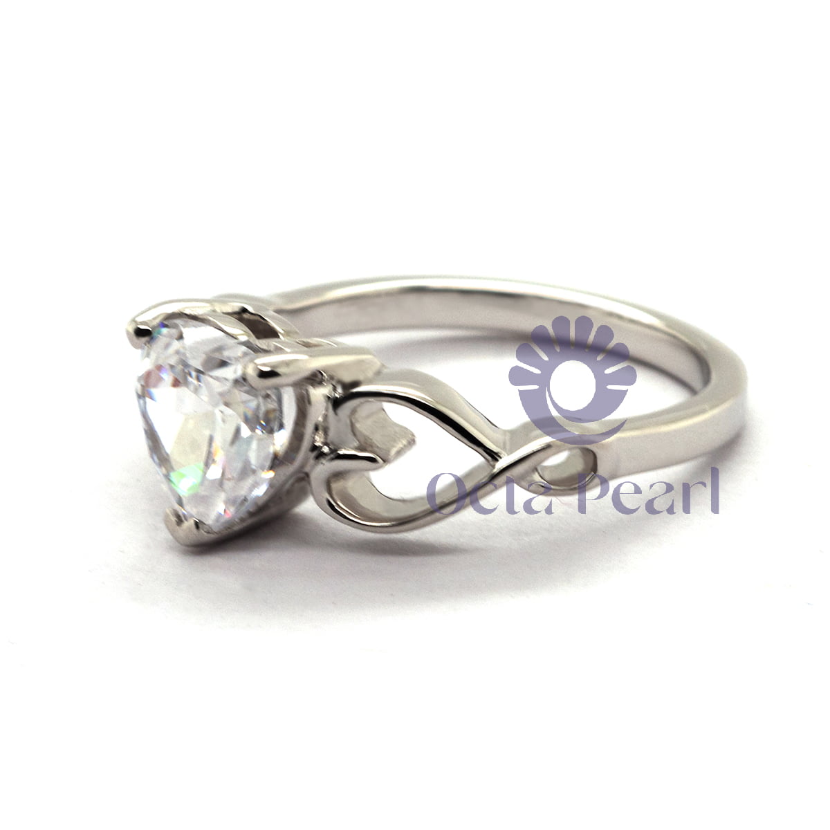 Heart Shape CZ Stone Solitaire Engagement Wedding Ring