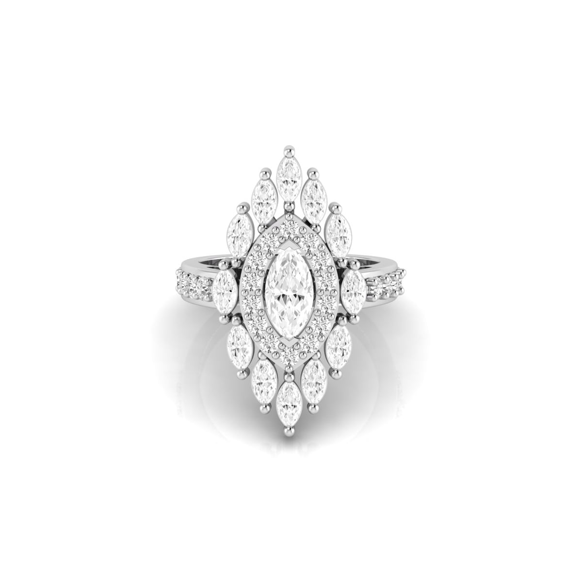 Marquise With Round Cut CZ Stone Halo Cocktail Party Wear Ring By Octa Pearl
