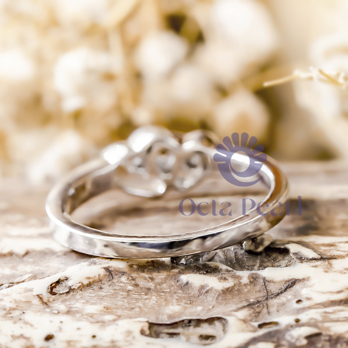 Round Moissanite Double Heart Connected Ring For Wedding Engagement & Mother's day